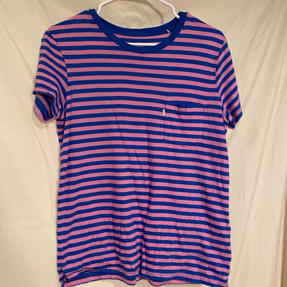 Bubble gum pink and blue striped Levi’s tee shirt - Picture 1 of 2